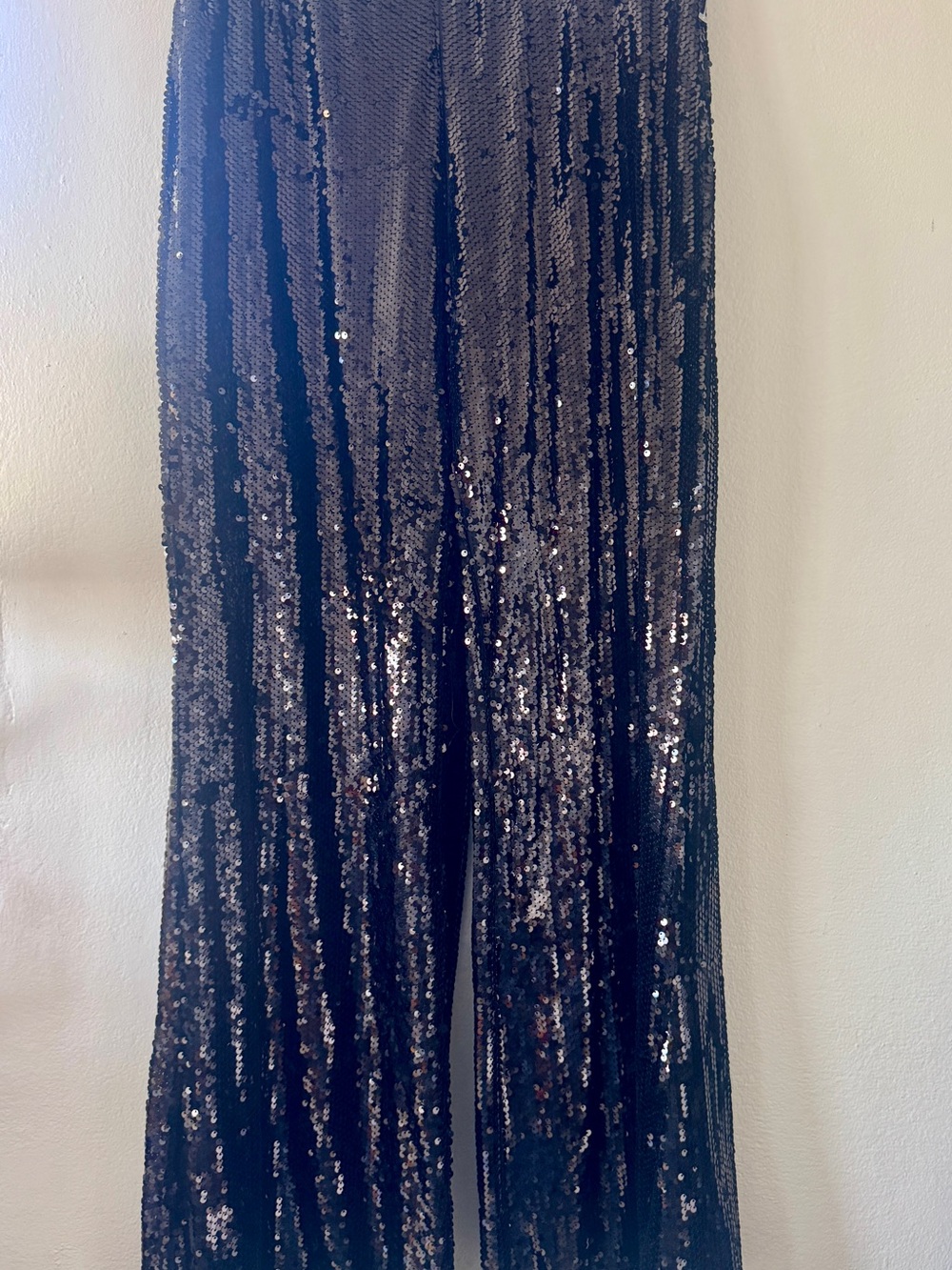 Main Strip Black Sequin Wide Leg Palazzo Pants Pull On Size Large